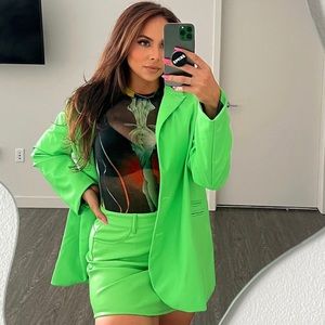 River island faux leather oversized blazer & skirt